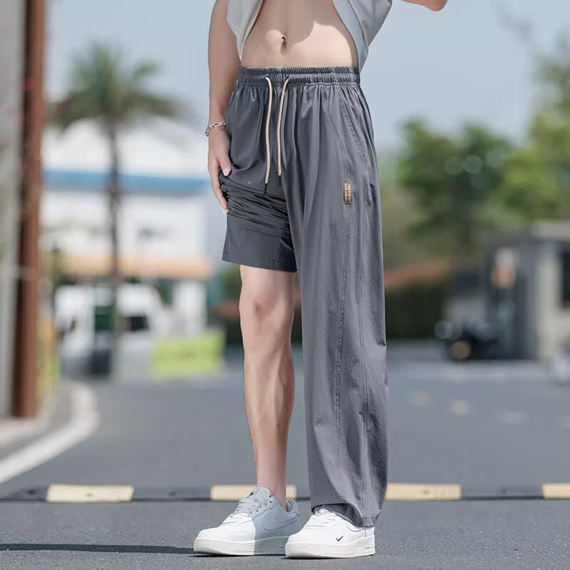 PLAYBOY Men's Ice Silk Breathable Casual Pants