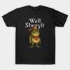 Asiatische Größe Herren Schwarzes Print-T-Shirt Lustige Cowboy-Frosch Well Sheeyit Meme No-Cut-Print Baumwoll-T-Shirt