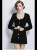 Elegant Velvet Dress with Red Rhinestone Accents