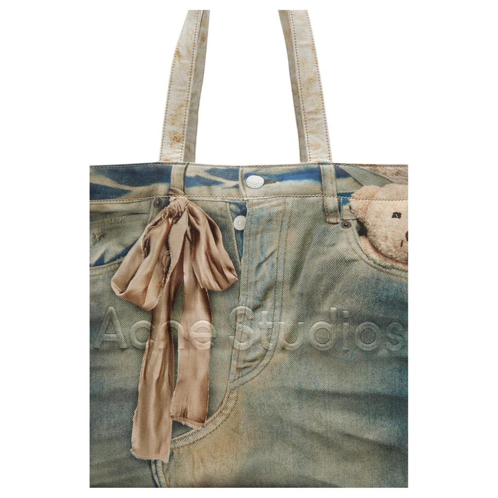 Acne Studios Logo Embossed Design Tote Bag Unisex Tote Bags Blue C10287863