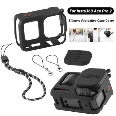 For Insta360 Ace Pro 2 Silicone Protective Case Cover Drop-proof Silicone Case Frame Case Lens Cap Camera Protection Accessories