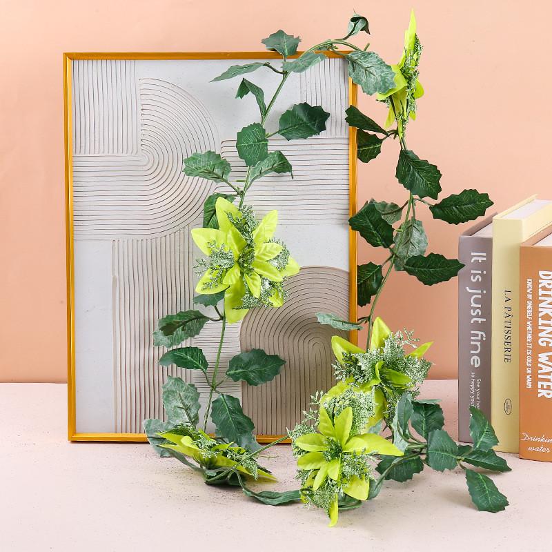 Christmas Decor Artificial Garland With Faux Flowers For Home Holiday Festive Atmosphere