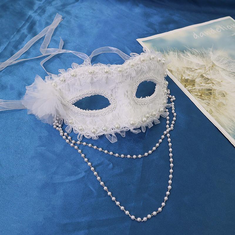 Pärldrottning Halvmask i Plast för Temafester och Föreställningar