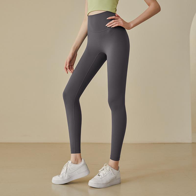 

High Waist Brushed Nude Yoga Pants - Double-Sided, Butt-Lifting, Tight Fit for Women L