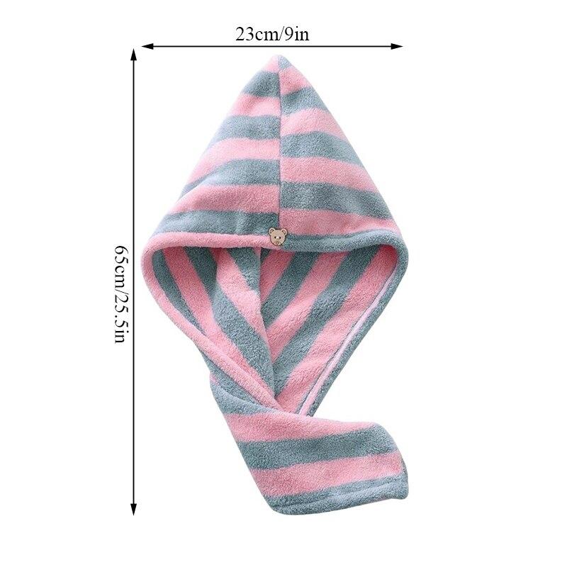 Hair Drying Cap Towel Absorbent Thickening Household Items Bathroom Bathing Dry Hair Cap Striped Shower Cap Soft Headscarf