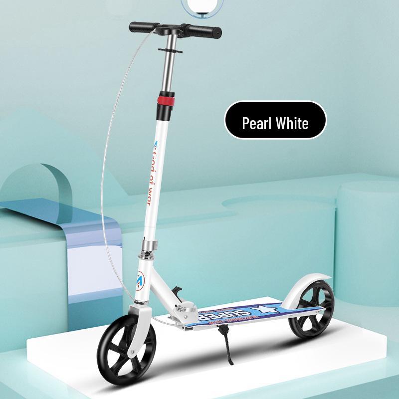 Foldable Two-Wheel Scooter for Adults & Kids - Starry Black with Dual Brakes