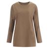 Shop   Women Loose FiT Slub Round Long Sleeve CoTTon T shirT Dark Khaki Dai Wsh 