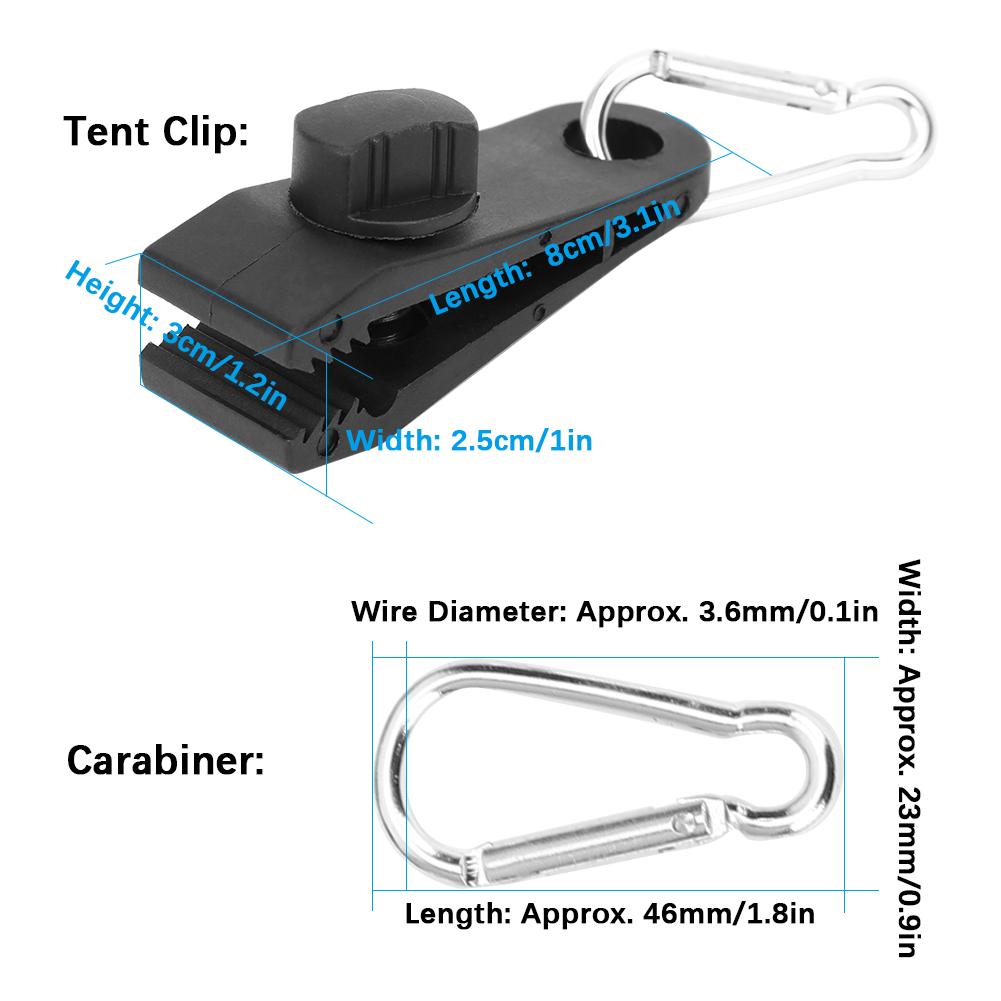Outdoor Tent Retaining Clips Windproof Fixing Clamp with Carabiners Accessories for Camping Awning Caravan