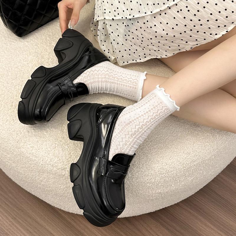 Fashion Chunky Platform Loafers for Women 2025 Autumn Preppy Style Patent Leather Dress Shoes Woman Comfortable Slip On Thick Heel Pumps