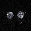 Womem Simple Round Cut Princes  Silver  Earrings White Rhinestone Ear Studs Women Party Jewelry