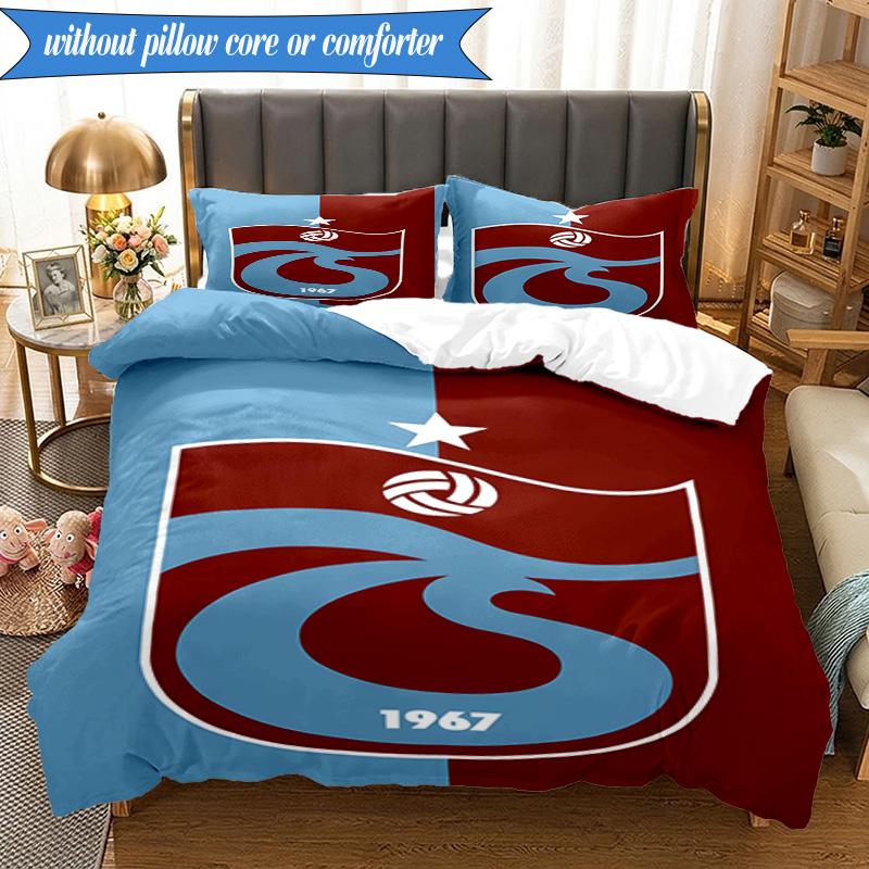 3PCS Trabzonspor Crest Emblem Bedding Set 2D Printing (Includes 1 Duvet Cover + 2 Pillowcases Coreless), Bedroom decor,Fan gift
