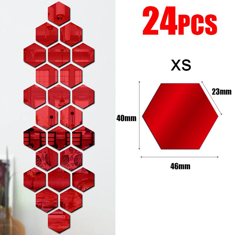 3D Hexagon Mirror Wall Stickers DIY Wall Mirrors Sticker Removable Self Adhesive Aesthetic Mosaic Tiles Decals Home Decoration