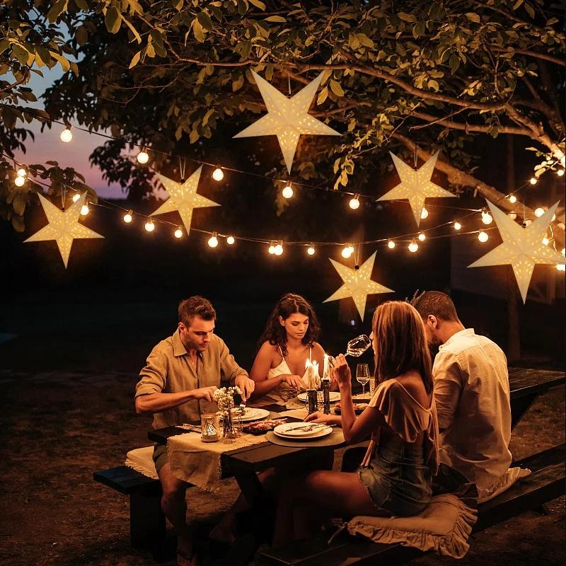 Hollow Star Hanging Pendant Eid Mubarak Ramadan Kareem Decoration Lantern 2025 Islamic Muslim Party Supplies Christmas Birthday