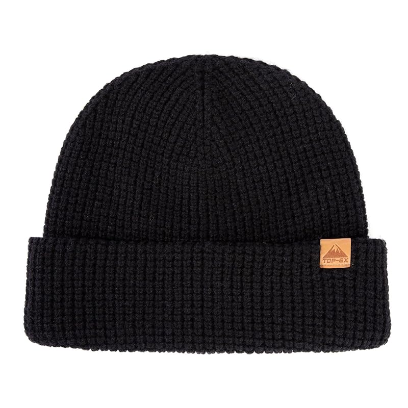 

[TOP-EX] oversize M/L winter short fisherman beanie merino wool blend knit skull cap for big head warm hat men s ladies Compatible with cold regions