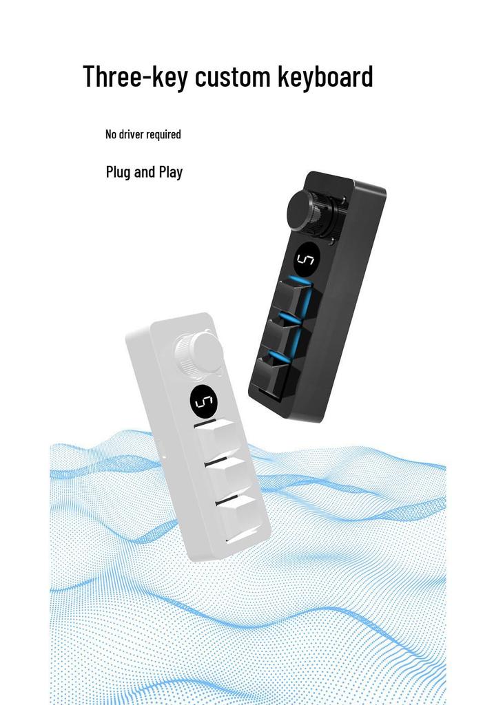 Customizable Mini Mechanical Keyboard with Knob (3-Key/4-Key, One-Key Copy/Paste/Cut)
