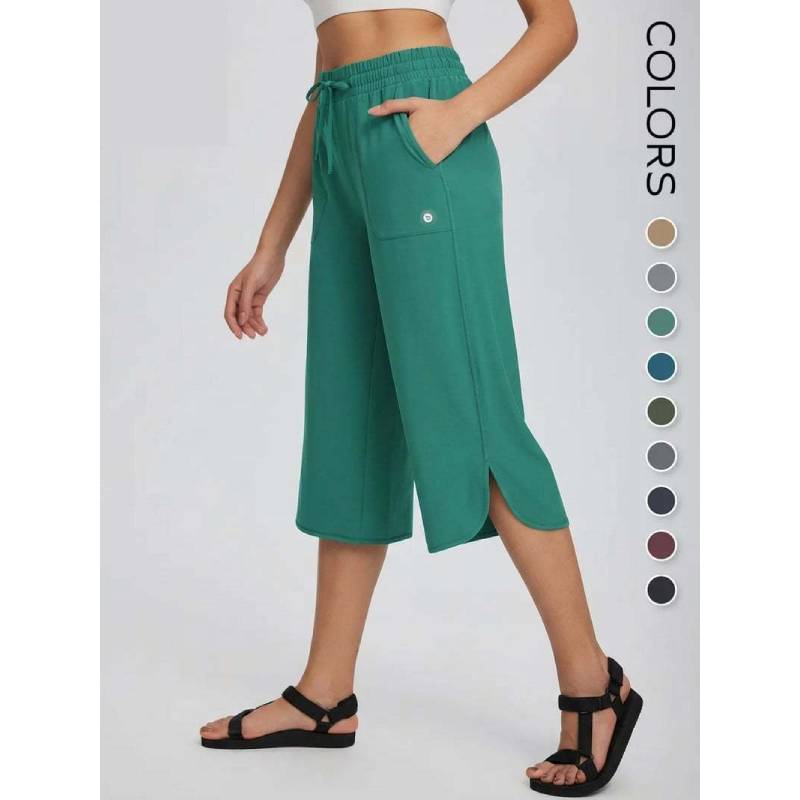 Summer Women Loose Fit Wide Leg Pants With Pockets For Casual Daily Wear