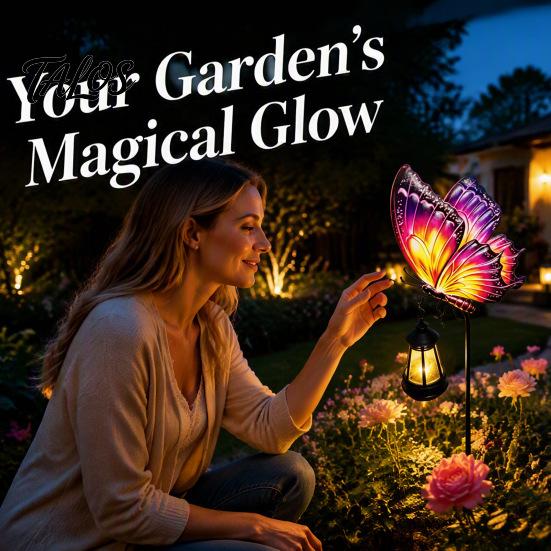 Yard Art for Outside Solar Butterfly Garden Stake Lights, Metal Decorative Stakes, IP65 Waterproof Outdoor Patio Accents LED Landscape Lights