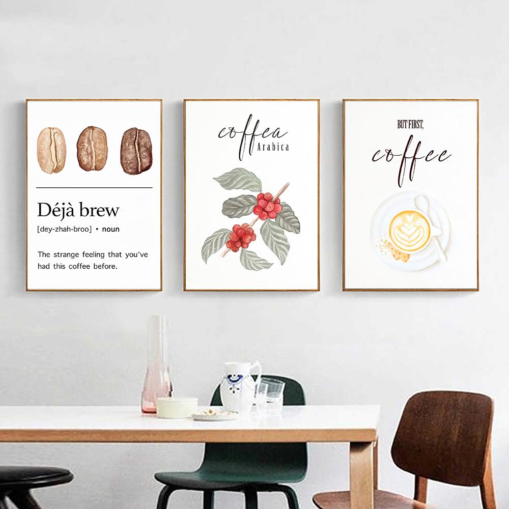 Kávový plakát Minimalistický kofein Kakaový šálek Obraz na plátně Severské obrazy Wal Art Cofe Kuchyň Obývací pokoj Domácí dekorace