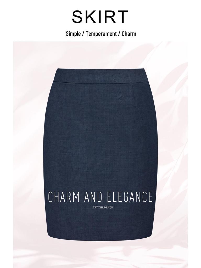 Silk Wool Professional Midi Bodycon Skirt - Formal Slimming A-line Workwear