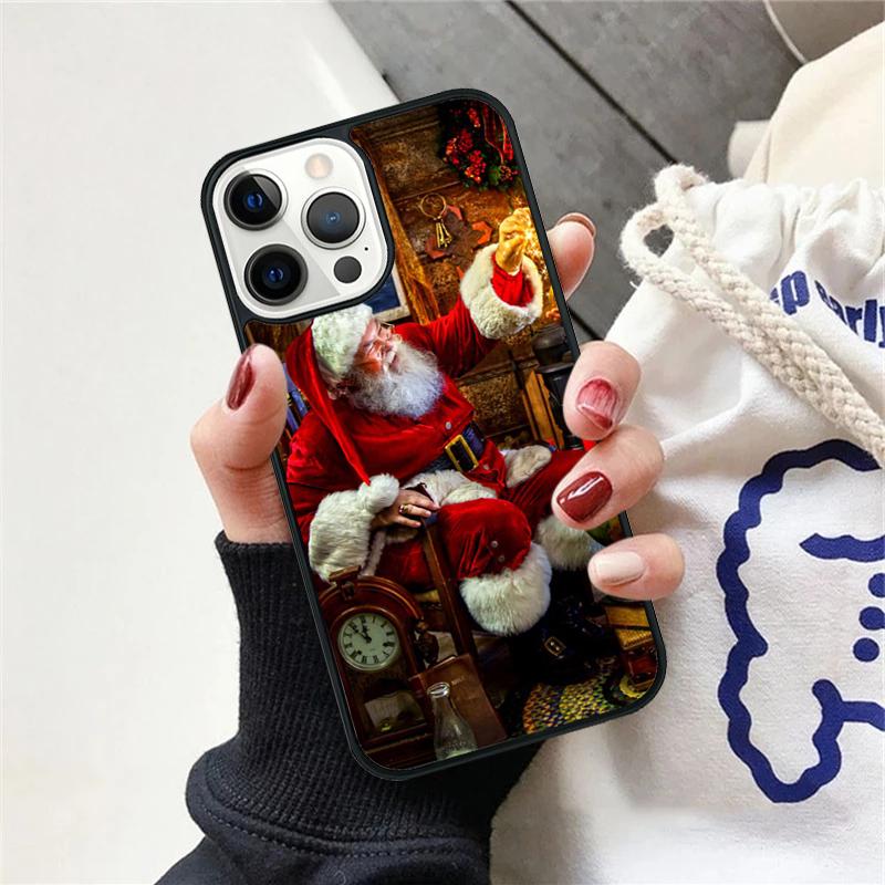 Christmas Santa Claus Phone Case For iPhone 17 Air 15 16e Cover 11 13 14 Pro Max 12 Plus Max Fundas