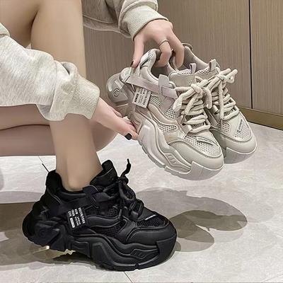 Women's Chunky Fashion Platform Sneakers Autumn New Black Platform Trainers Shoes for Women Non Slip Thick Bottom Sports Shoes