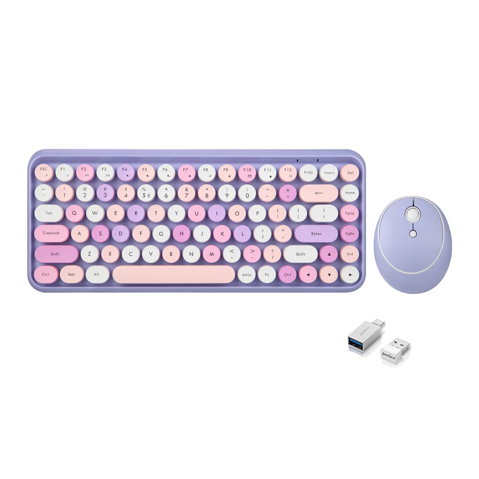 

Perixx Wireless Keyboard and Mouse Set English PERIDUO-713 (Purple, Layout)