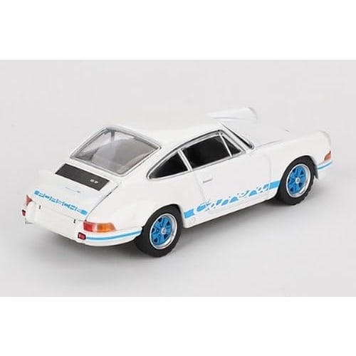 MINI GT 1/64 Scale Porsche 911 Carrera RS 2.7 Grand Prix White/Blue Livery (Left-Hand Drive) Finished Product