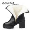 2025 Winter Leather Women Winter Boots Thick Wool Warm Women High-heeled Genuine Boot High-quality Female Snow Boots Women Shoes