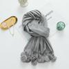 Girls Cute Imitation Cashmere Scarf Women's Winter Warm Solid Color Big Rabbit Fur Ball New Scarf Shawl
