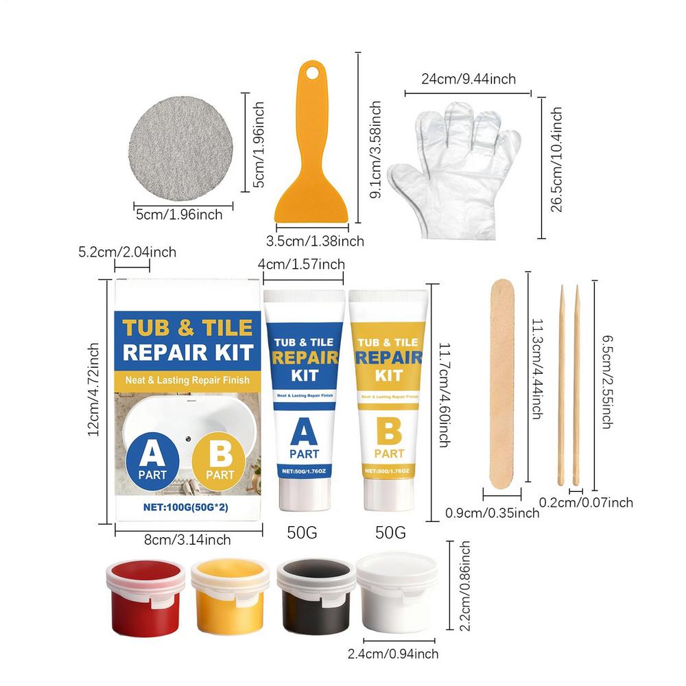 

Waterproof Strong Adhesive Ceramic Tile Repair Kit for Bathtub Bathroom Kitchen Floor Toilet Shower Room Marble Caulk Cracked білий