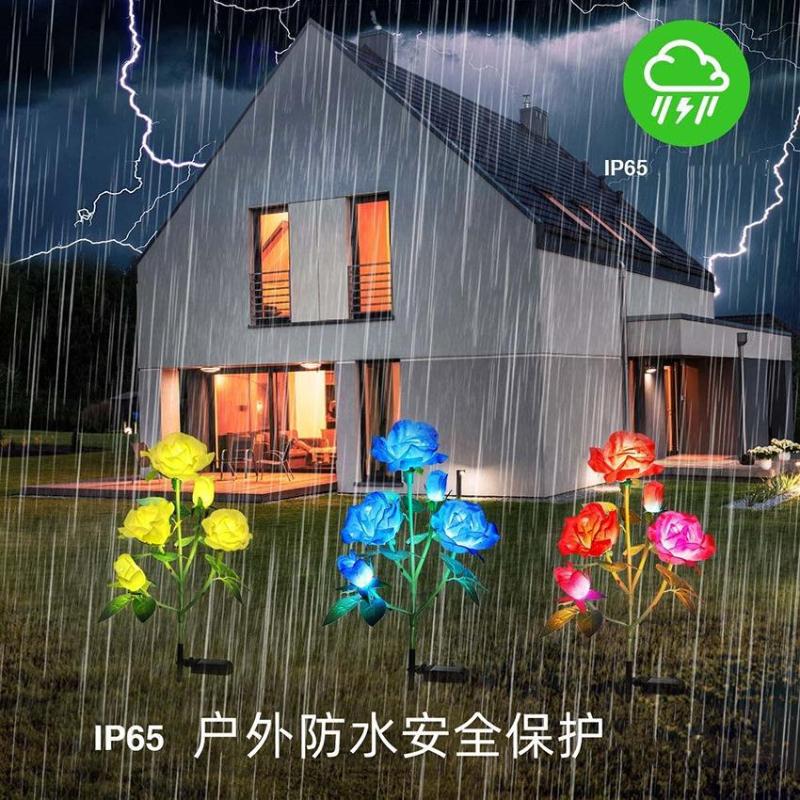 5 Heads Solar Lights Outdoor Decorative Solar Garden Lights Rose Flower Lawn Lamp for Yard Patio Garden Decor