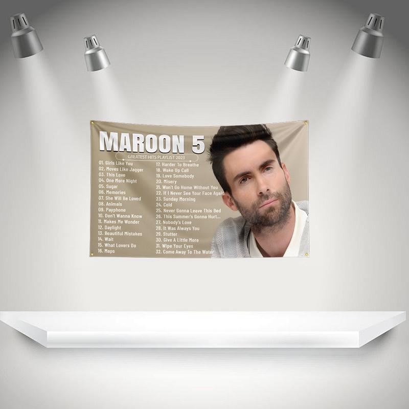 M-Maroons 5 Flag Rock Music Band Banner HD Printing Tapestry Exhibition, Music Band Fans, Garage Decor