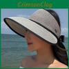 Womens Summer Straw Hat With Large Brim Sun Protection Foldable Beach Cover