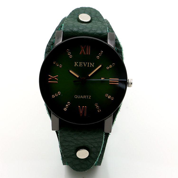 

Женские ретро кварцевые часы с кожаным ремешком и стразами - Универсальный модный тренд зелёный