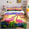 Flamingo Sunset Tropical Paradise Set Kid'S And Adults' Bedroom Decor, Exquisite Three-Piece Bedding Set Gift