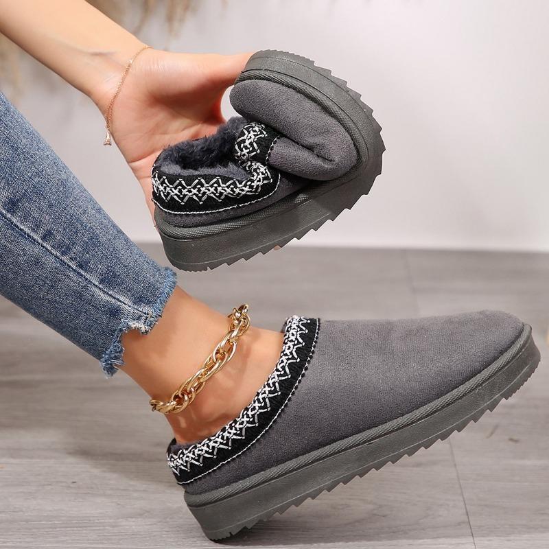 Outer hairy half-mop snow shoes autumn and winter new plush warm thick-soled slippers without heel cotton mop