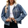 Damemote Løsvasket denim kort jakke jakke jakke topp langermet kvinner