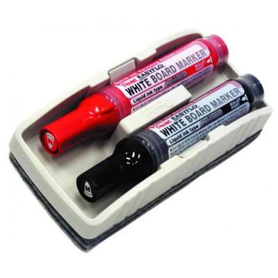 Pentel Easyflo Beyaz Tahta Kalemi ve Silgi Seti (Kırmızı siyah)