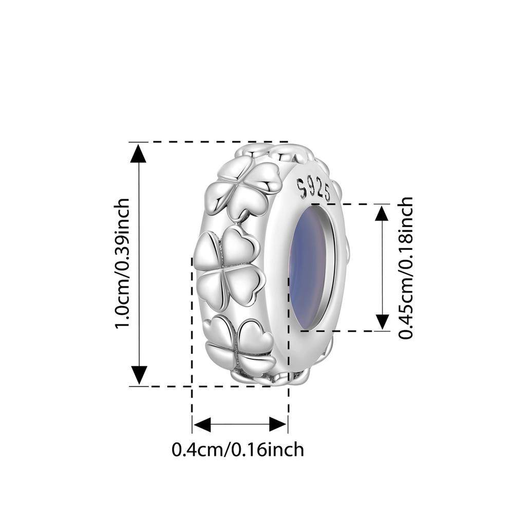 BAMOER 925 Silver Transparent Green Clover Charms Scroll Pattern Beads Fit Original Bracelets DIY Jewelry Accessories
