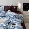 Ins  Big Eyes Cowboy Blue Solid Color Beding Set  Duvet Cover Bed Sheet Simple Dormitory Queen King Size
