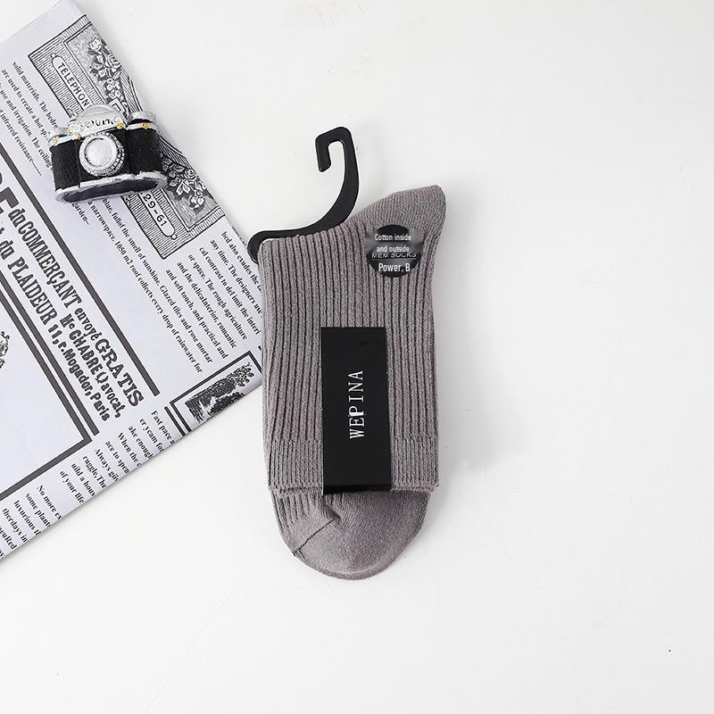

Men s Anti-Odor Mid-Calf Cotton Socks - Double Needle, Business Style, Suitable for Spring and Autumn. 38-44 Pure Cotton/Hand-sewn/Anti-pilling