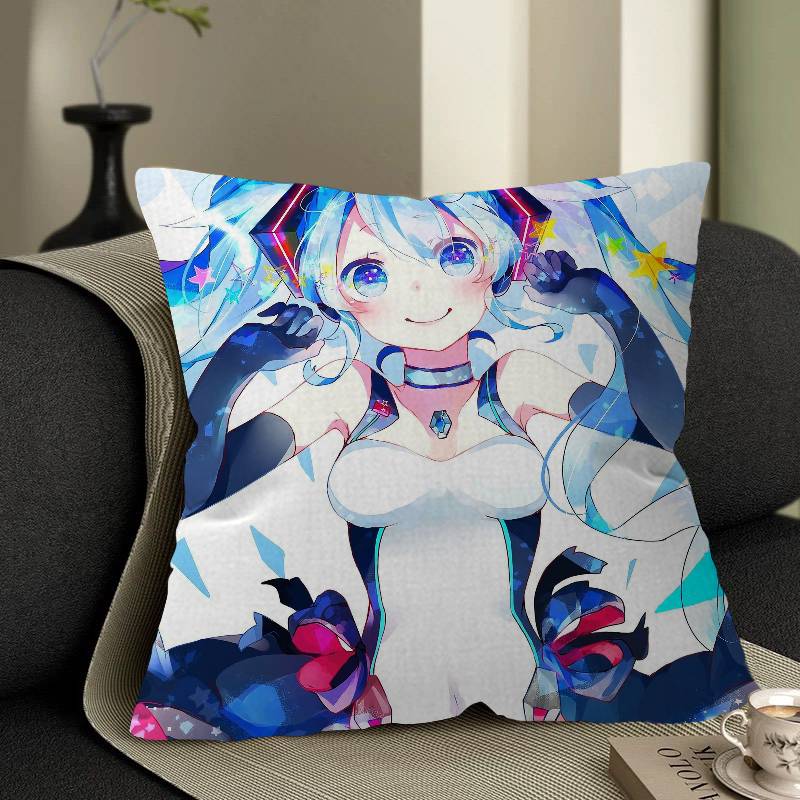Music H-Hatsune Girl M-Mikues Cushion Cover Pillowcase Upholstery Sofa Throw Pillow Home Decor Pillowcas