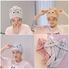 Cartoon Cat Design Hair Cap Coral Fleece Quick Dry Hat Cute Hair Towel