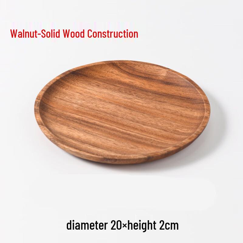 Japanese Style Walnut Wood Round Serving Tray