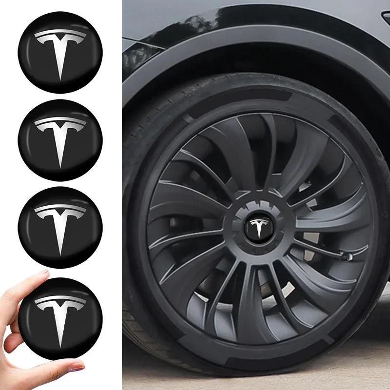 4pcs 56mm Emblem Sticker Car Wheel Center Hub Metal Cap for Tesla Model S 3 X Y Smart Fortwo Forfour 453 451 450 Accessories