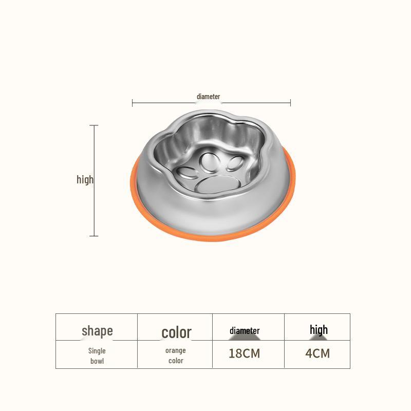 304 Stainless Steel Non-slip Cat & Dog Feeding Bowl, Large Capacity, Anti-tip Design