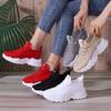 Women's Shoes New Large-size Sneakers Fly-woven Soft-soled Heightening Shoes Shallow-mouth Lace-up Shoes Women's Mesh Single Shoes