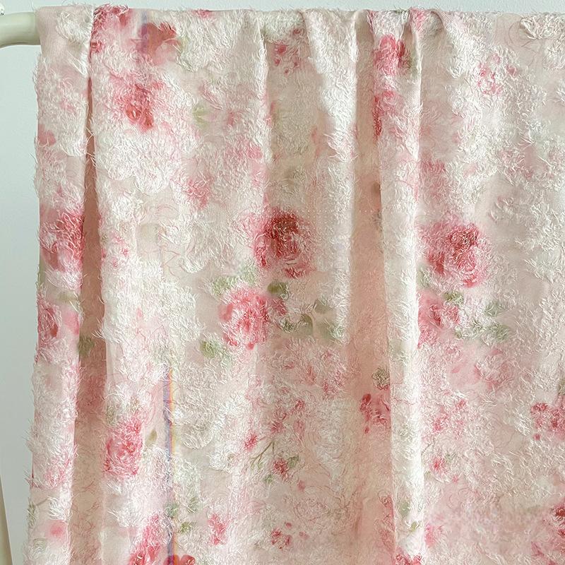 100*145cm Retro Oil Painting Style Jacquard Fabric Chinese Style Dress Clothing DIY Sewing Plush Tassel Chiffon Designer Fabric