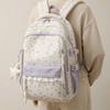 Ultra Lightweight Floral Print Backpack Lace Decor Daypack Casual School Bag Teen Girls