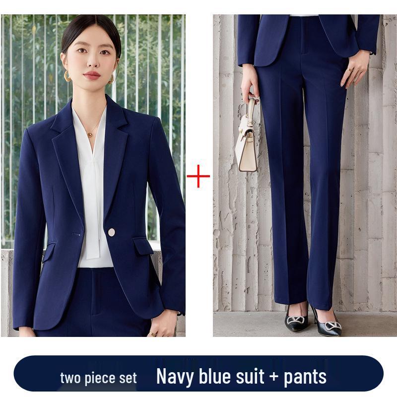 Women's Professional Suit Set: Formal Workwear for Spring and Autumn - High-End Pantsuit for Hotel Sales Managers